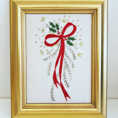 Cranberry Christmas Embroidery/Wall Hanging Pattern by Faded Rose Creations
