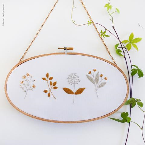 Gold & Gray Blossom Embroidery Kit by Tamar Nahir-Yanai