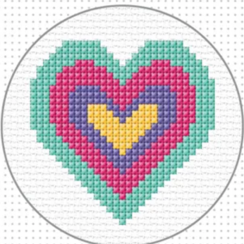 Cross Stitch Mini Heart by Create Handmade - With Hoop