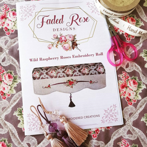 Wild Raspberry Roses Embroidery Roll by Faded Rose Designs