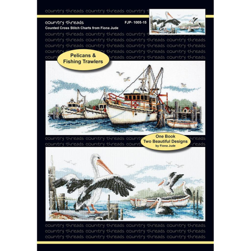 Fishing Trawlers and Pelicans Cross Stitch Chart by Country Threads
