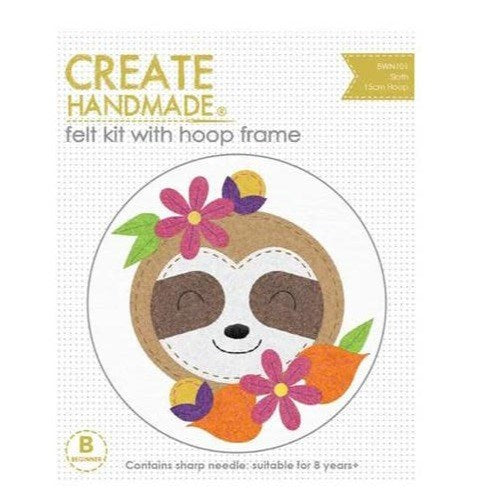Sloth Felt Kit  with Hoop by Create Handmade
