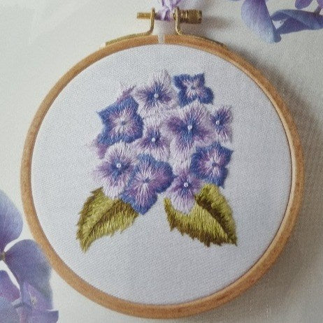 Mini Purple Hortensia Embroidery Kit by Tamar
