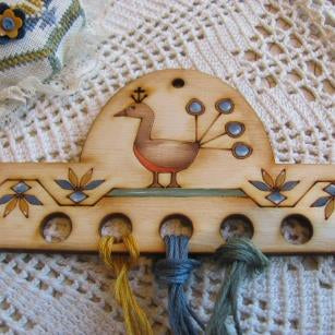 Wooden Hand Painted Thread Keeper for Lady Simona Sewing Box by Mani Di Donna