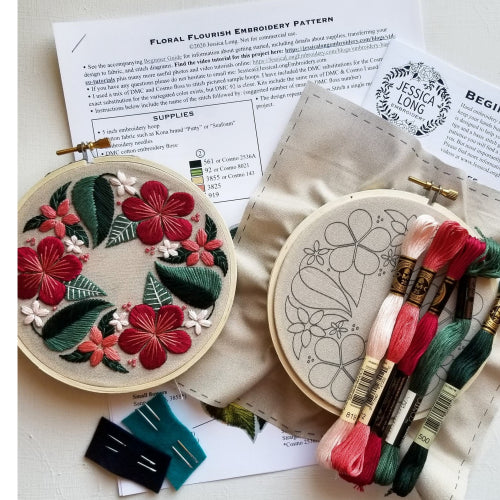 Floral Flourish Embroidery Kit by Jessica Long