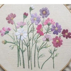 Cosmos Embroidery Kit by Roseworks Designs