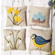 Linen Lavender Bags Embroidery Kit Spring Garden by Corinne Lapierre