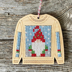 Gnome Ugly Sweater Cross Stitch Kit by Canadian Stitchery
