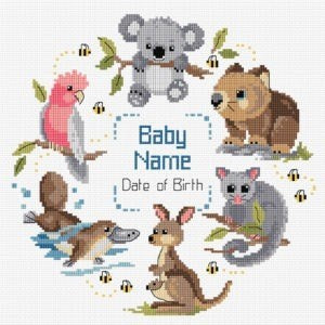 Little Aussie Birth Sampler Cross Stitch Chart by Country Threads