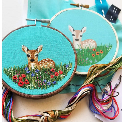 Wildflower Fawn Embroidery Kit by Jessica Long
