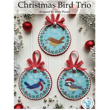 Christmas Bird Trio Cross Stitch Chart by Luminous Fiber Arts