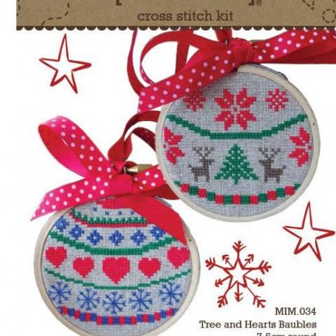 Tree and Hearts Bauble Cross Stitch Kit by Make It