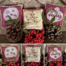 Red Ornaments Cross Stitch Chart by The Primitive Hare