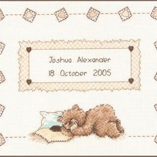 Popcorn Sleeps Baby Birth Sampler Cross Stitch Kit by Vervaco - PN0011201