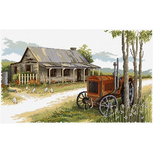 Old Tractor Cottage Cross Stitch Chart by Country Threads