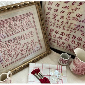 A Collection of Antique Red Samplers by JBW Designs