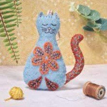 Folk Embroidered Cat Felt Craft Mini Kit by Corinne Lapierre