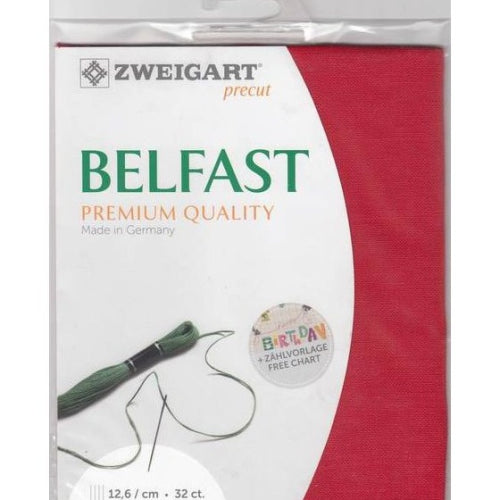 32CT Belfast Linen Red Zweigart Fat Quarter Precut